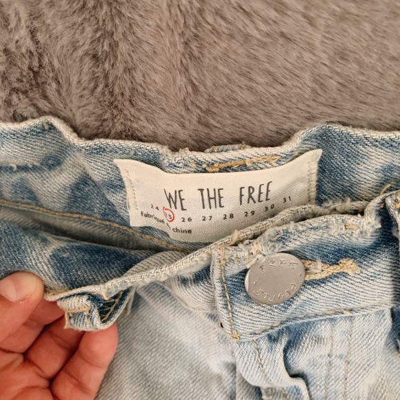 Free People Light Wash Lace Trim Jean Shorts - Picture 4 of 6